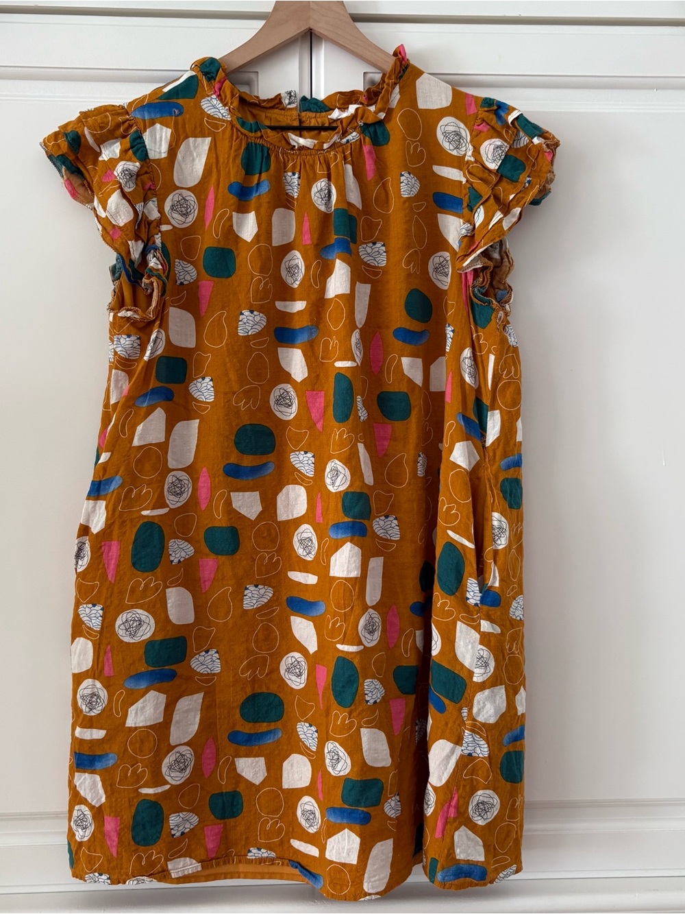 THML Large Colorful Abstract Ruffle Dress - Picture 1 of 5